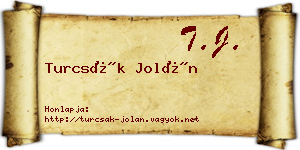 Turcsák Jolán névjegykártya