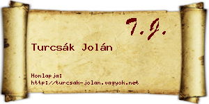 Turcsák Jolán névjegykártya